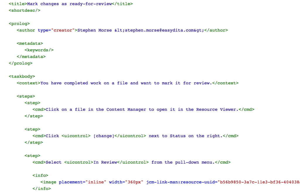 DITA Task Source Code