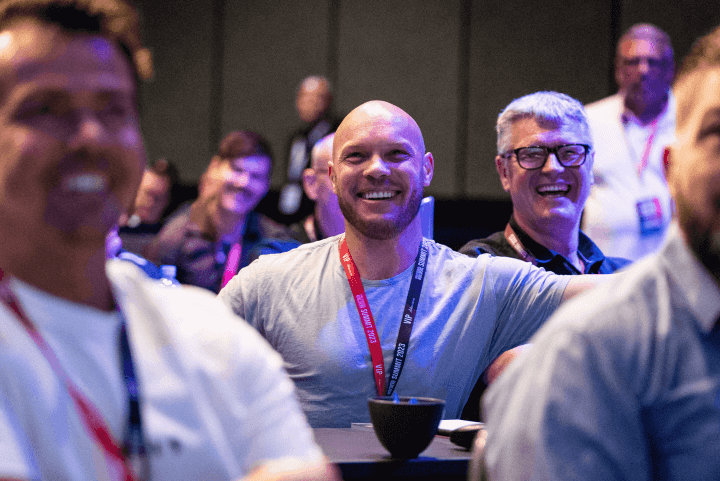 Building company owners at an APB event