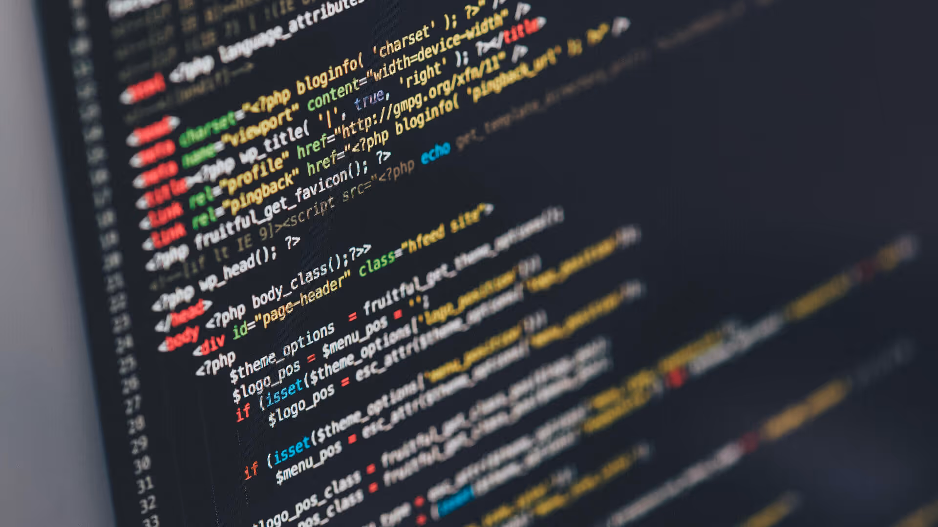 Screen of code