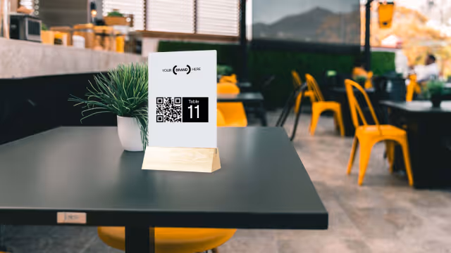 Restaurant table with MOBI QR code ordering