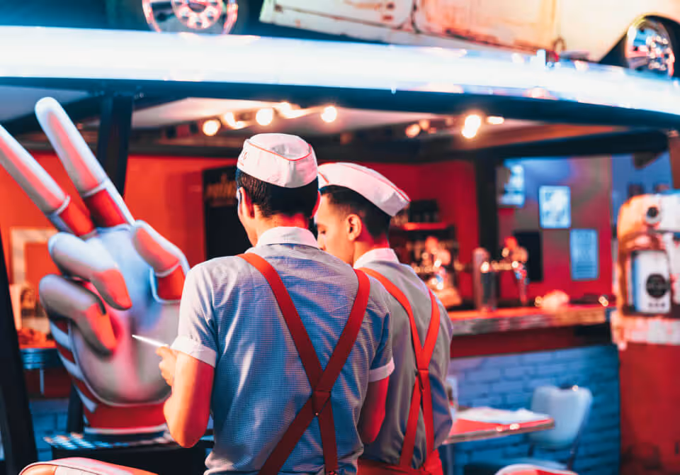 Freddy's staff at work in uniform