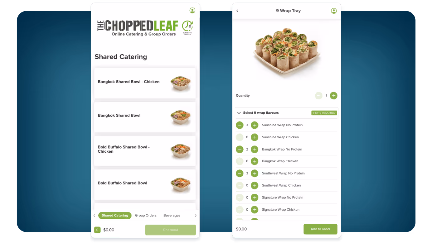 Preview of catering menu