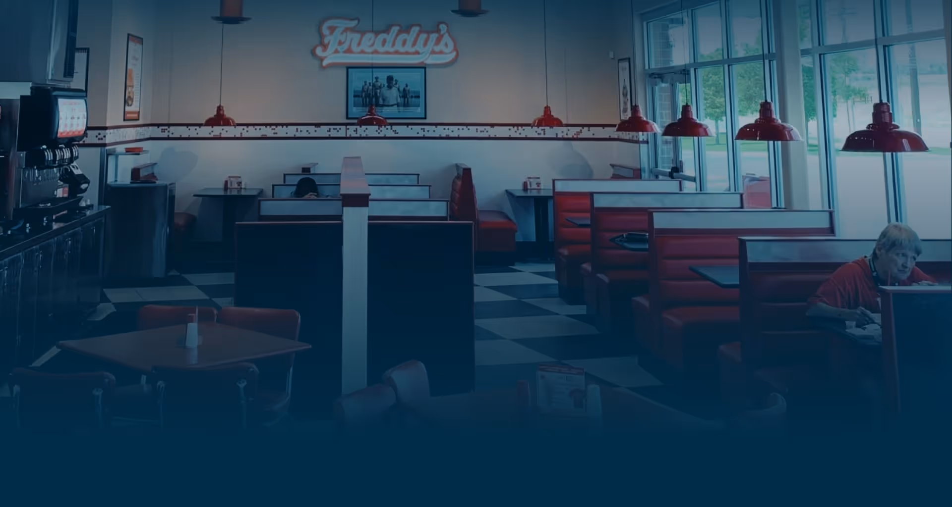 Inside a Freddy's diner