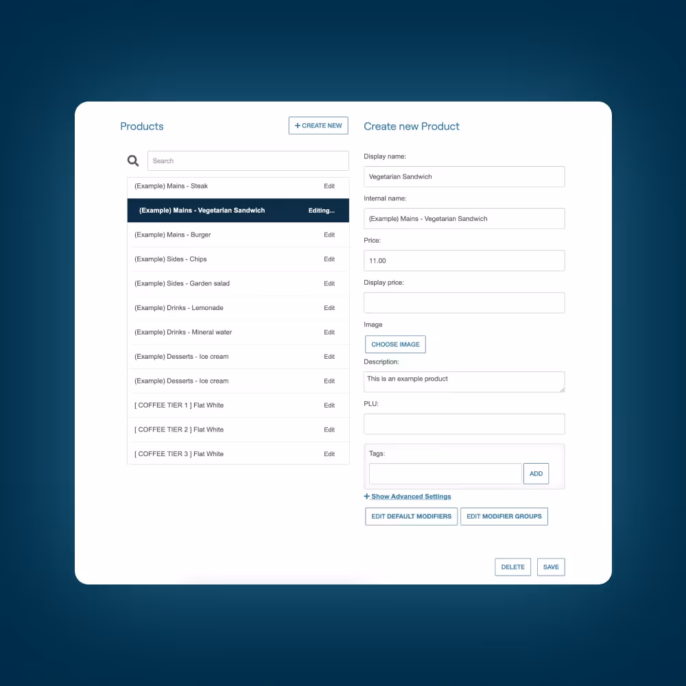 Menu management