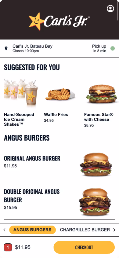 Carls Jr. mobile app design