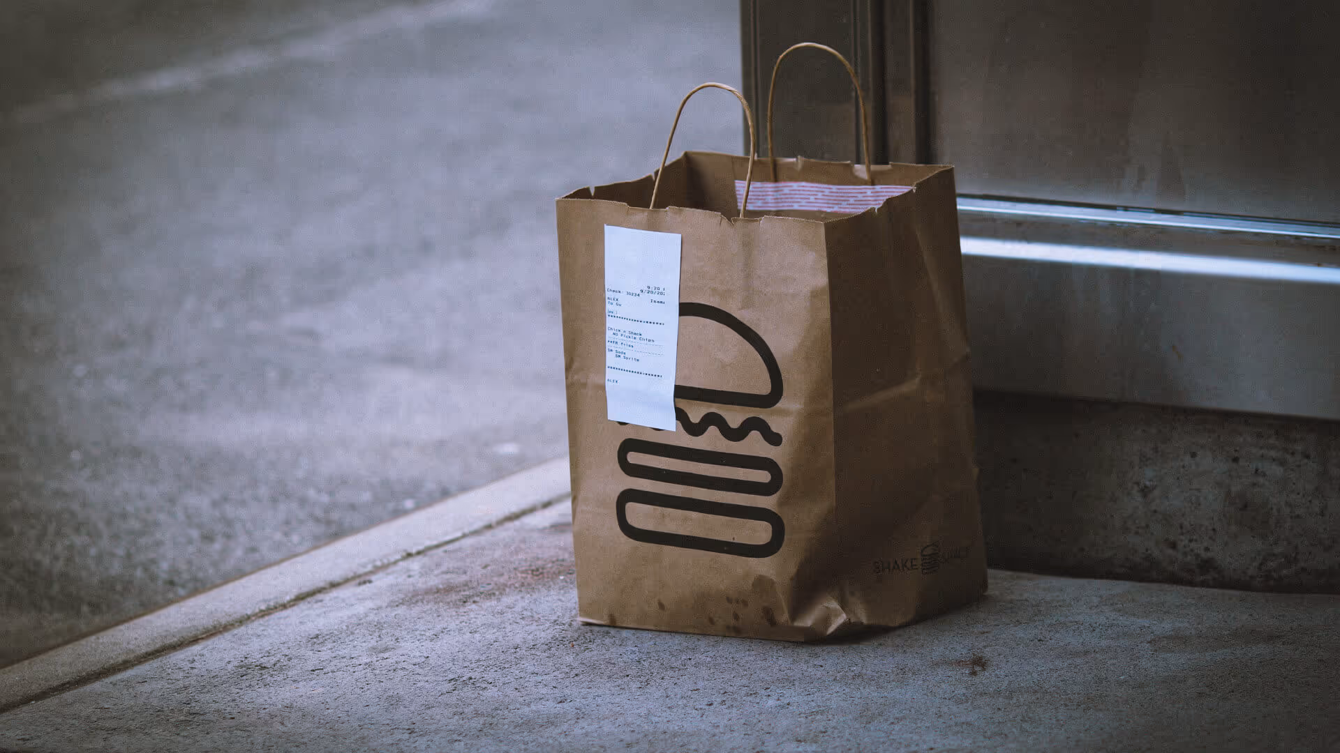 Takeaway meal sitting on door step