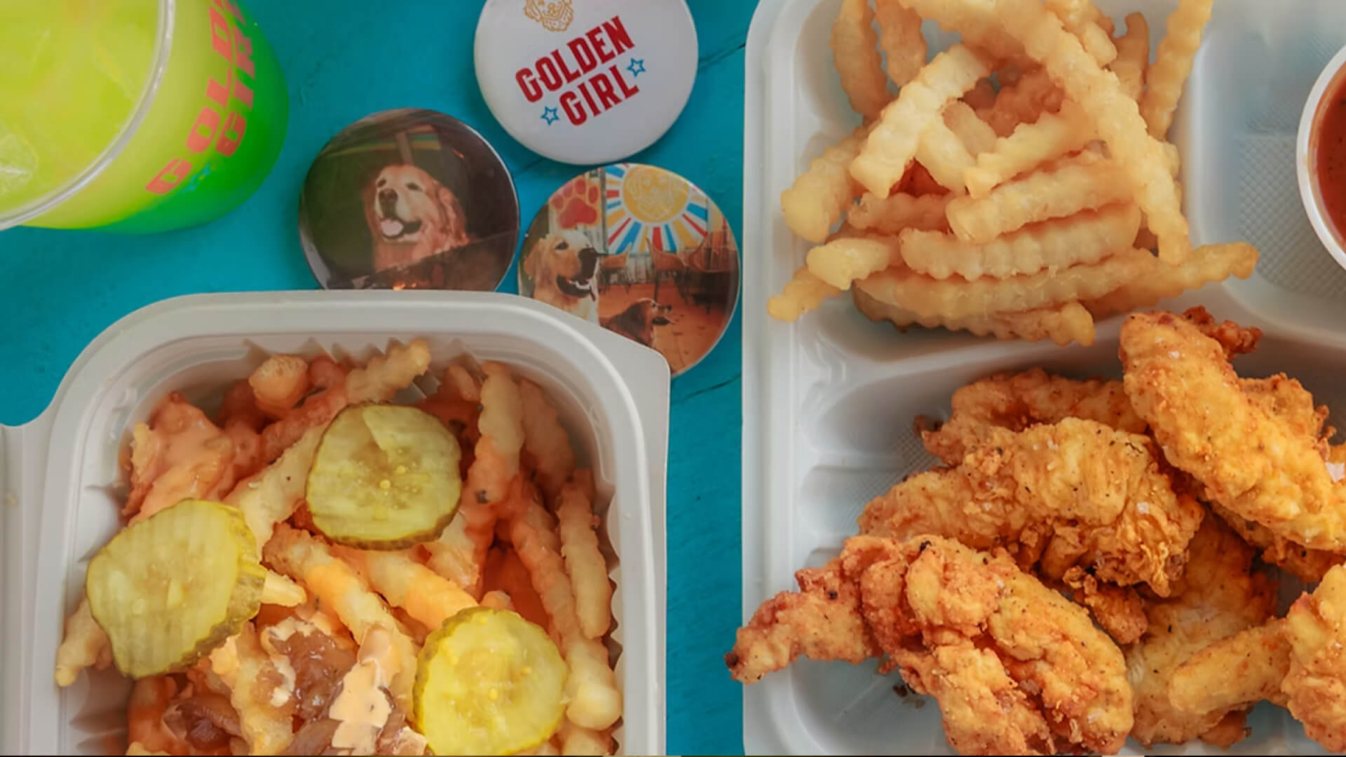 Golden Girl Tenders branded food prepared for online ordering.
