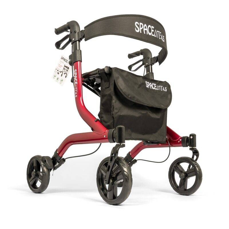 HMR Spacelite 4.5 Supa-Lite Rollator, red, side view