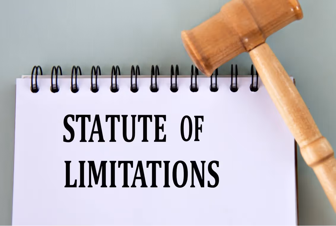 Notebook labeled statute of limitations for sexual abuse cases