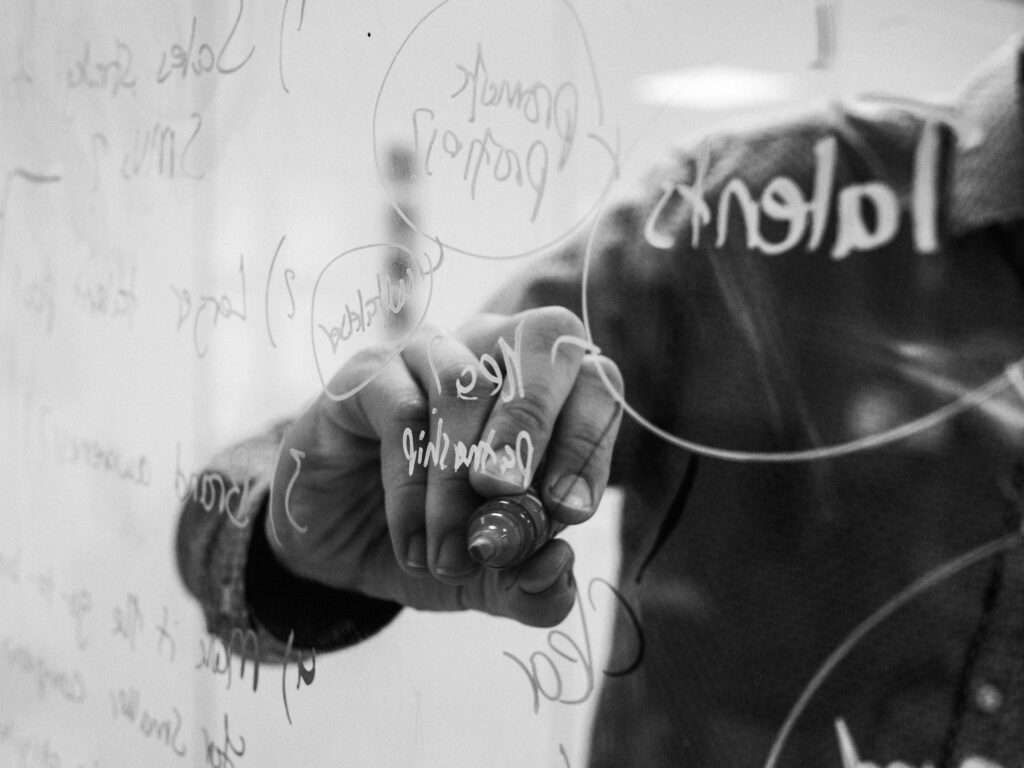 Brainstorming at the whiteboard