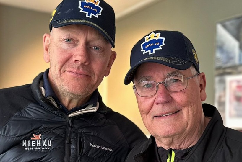 Mats Sundin tillsammans med Stig Salming på VM-golfen 2025. 