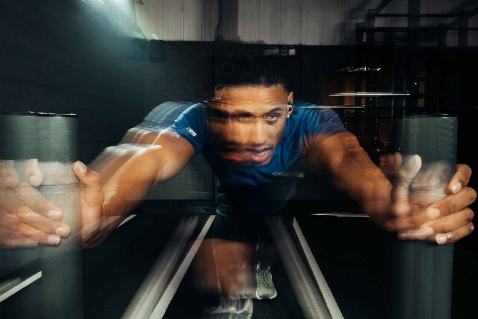 Athlete pushing a sled, the station that most degrades the run that follows