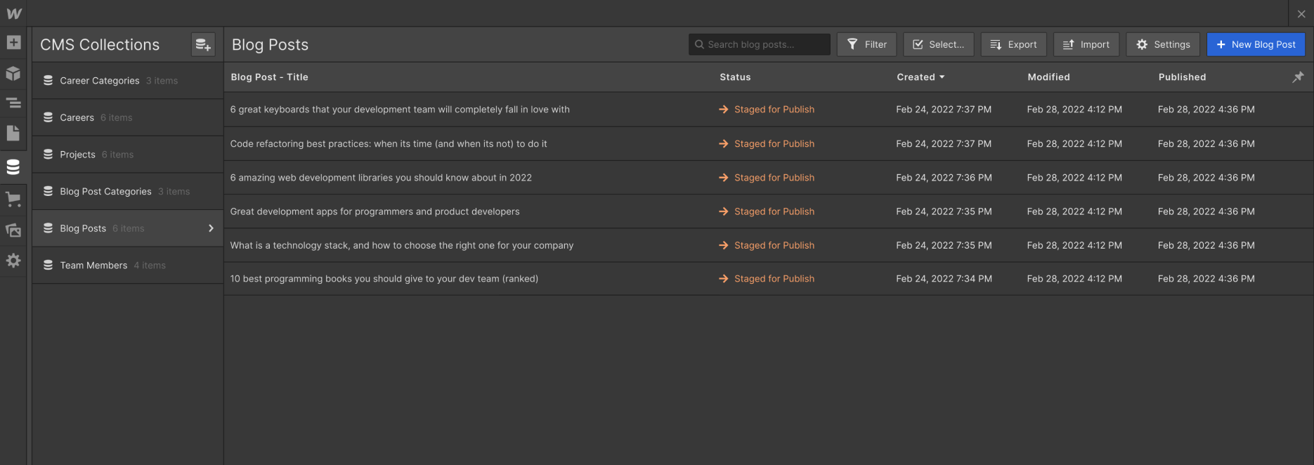 CMS Collection - Dev X Webflow Template