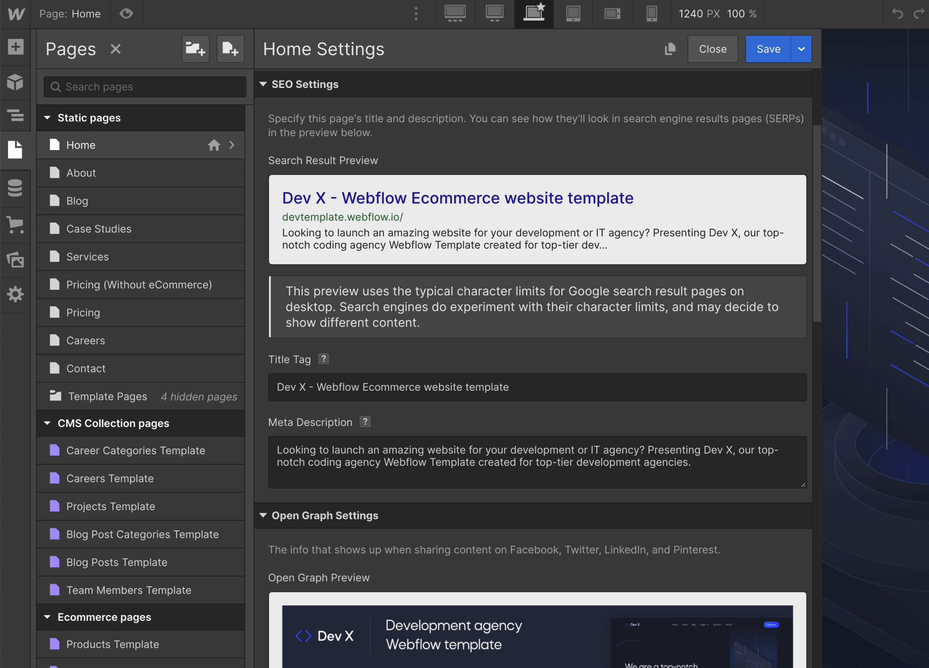 SEO - Dev X Webflow Template