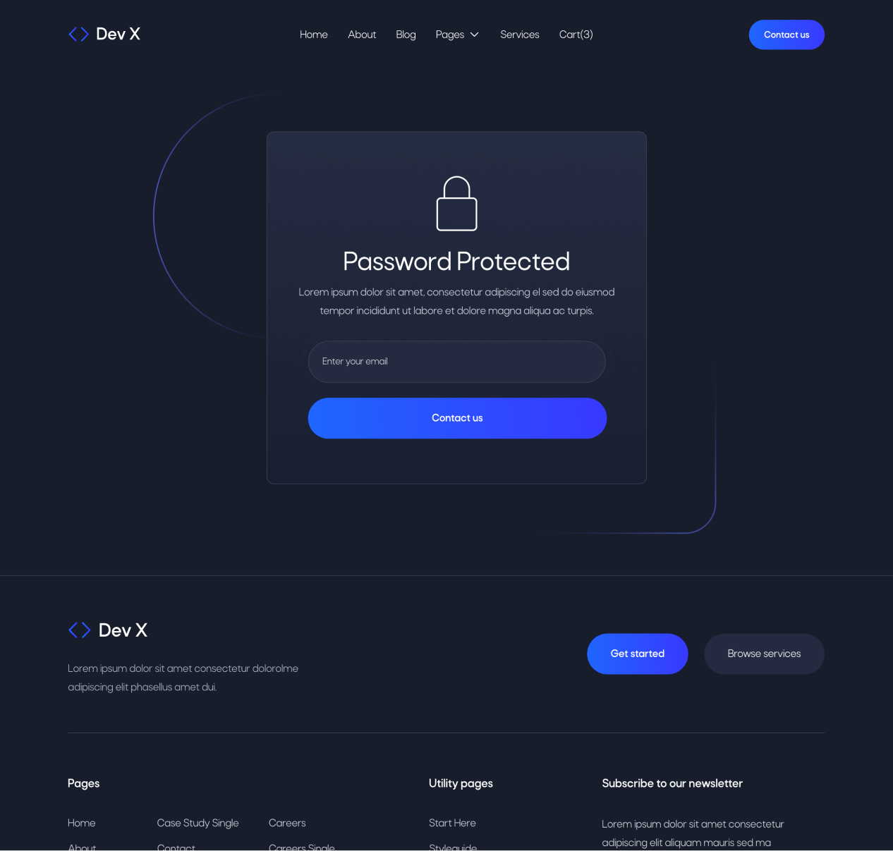 Dev X - Password Protected page - Development & IT Agency Webflow Template