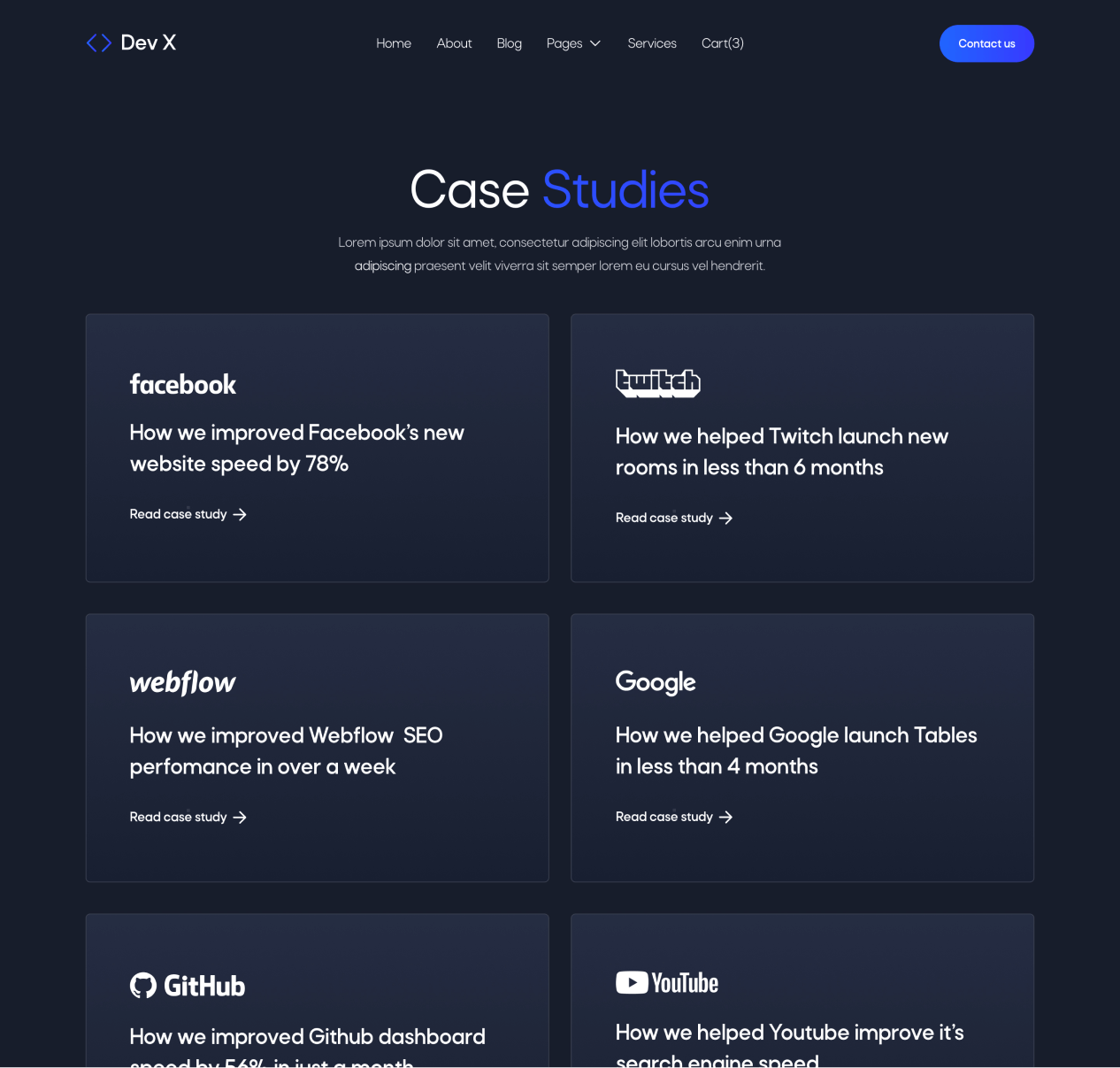 Dev X - Case Study page - Development & IT Agency Webflow Template