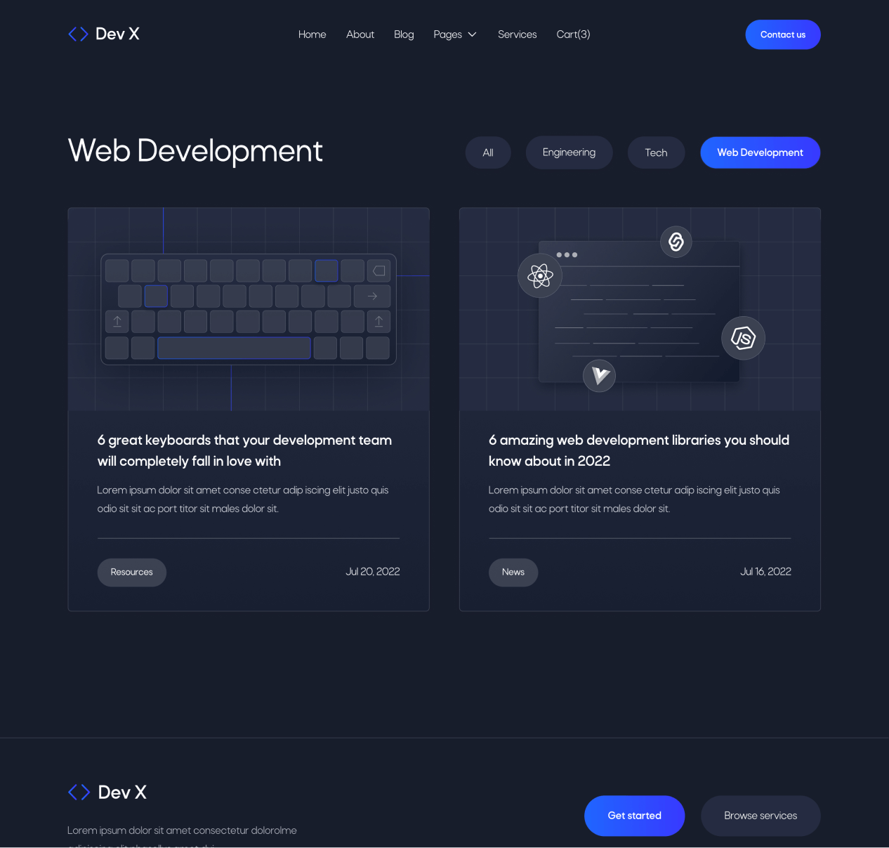 Dev X - Blog Category page - Development & IT Agency Webflow Template