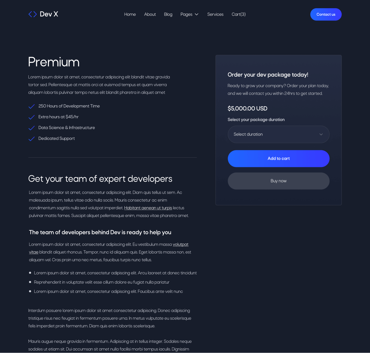 Dev X - Pricing Single page - Development & IT Agency Webflow Template
