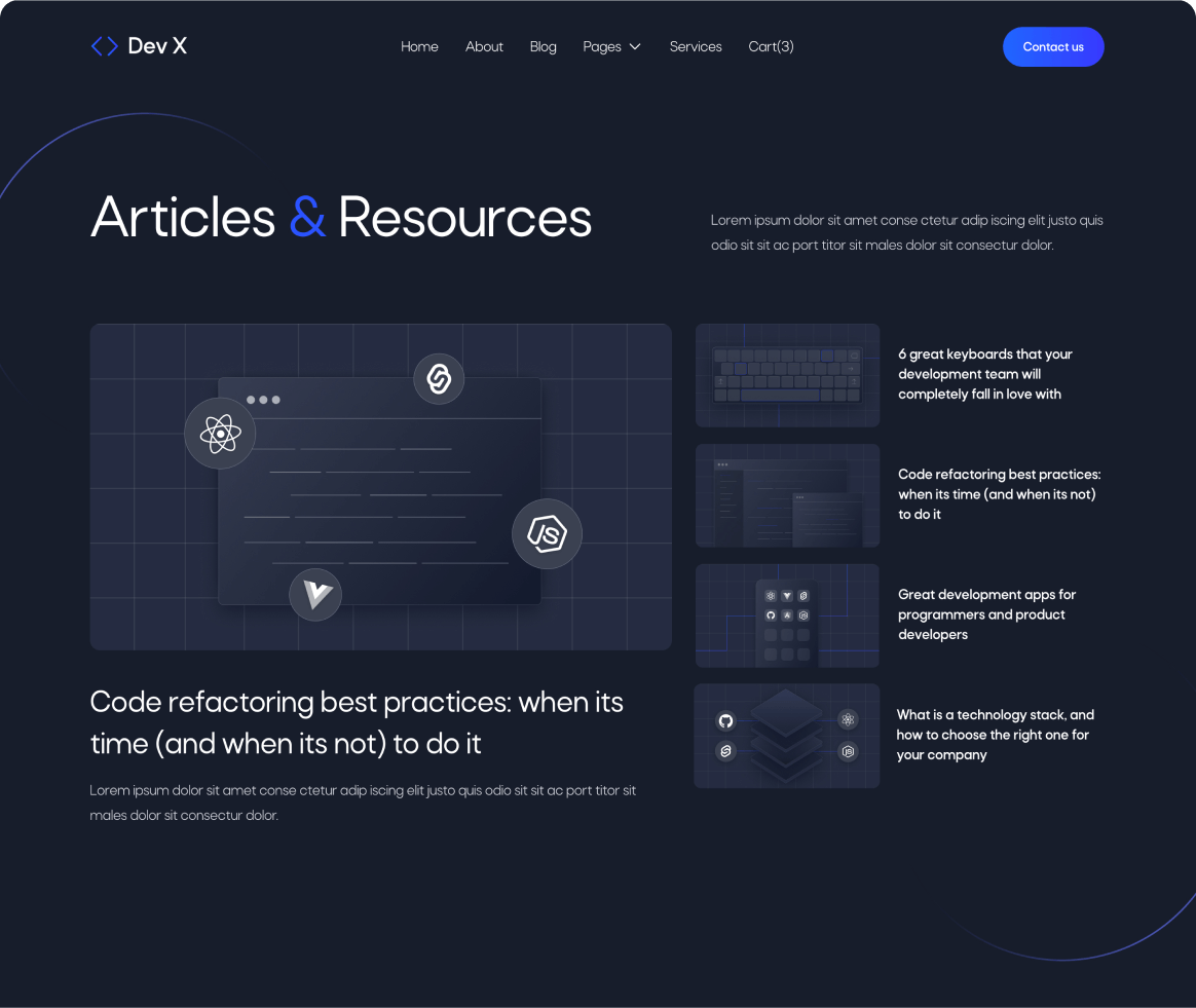 Dev X - Blog page - Development & IT Agency Webflow Template