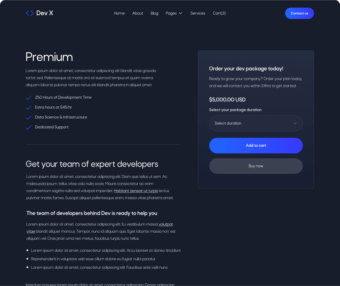 Dev X - Pricing Single page - Development & IT Agency Webflow Template