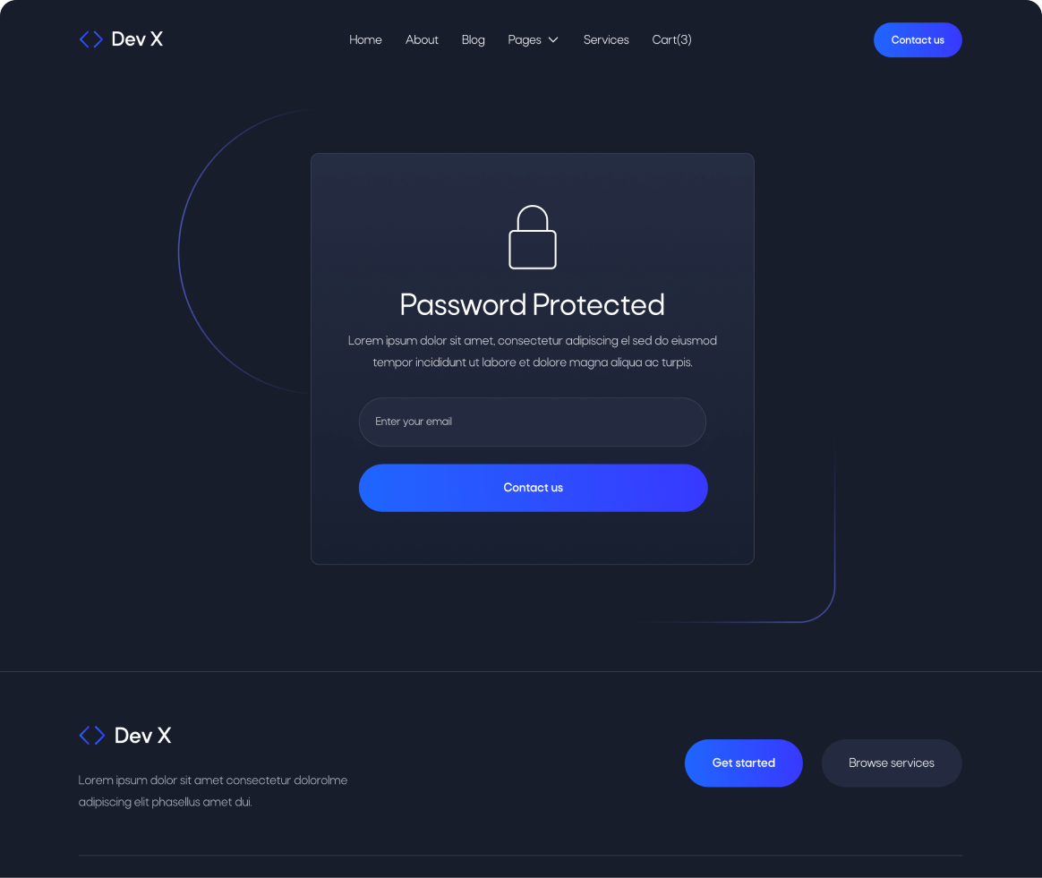 Dev X - Password Protected page - Development & IT Agency Webflow Template