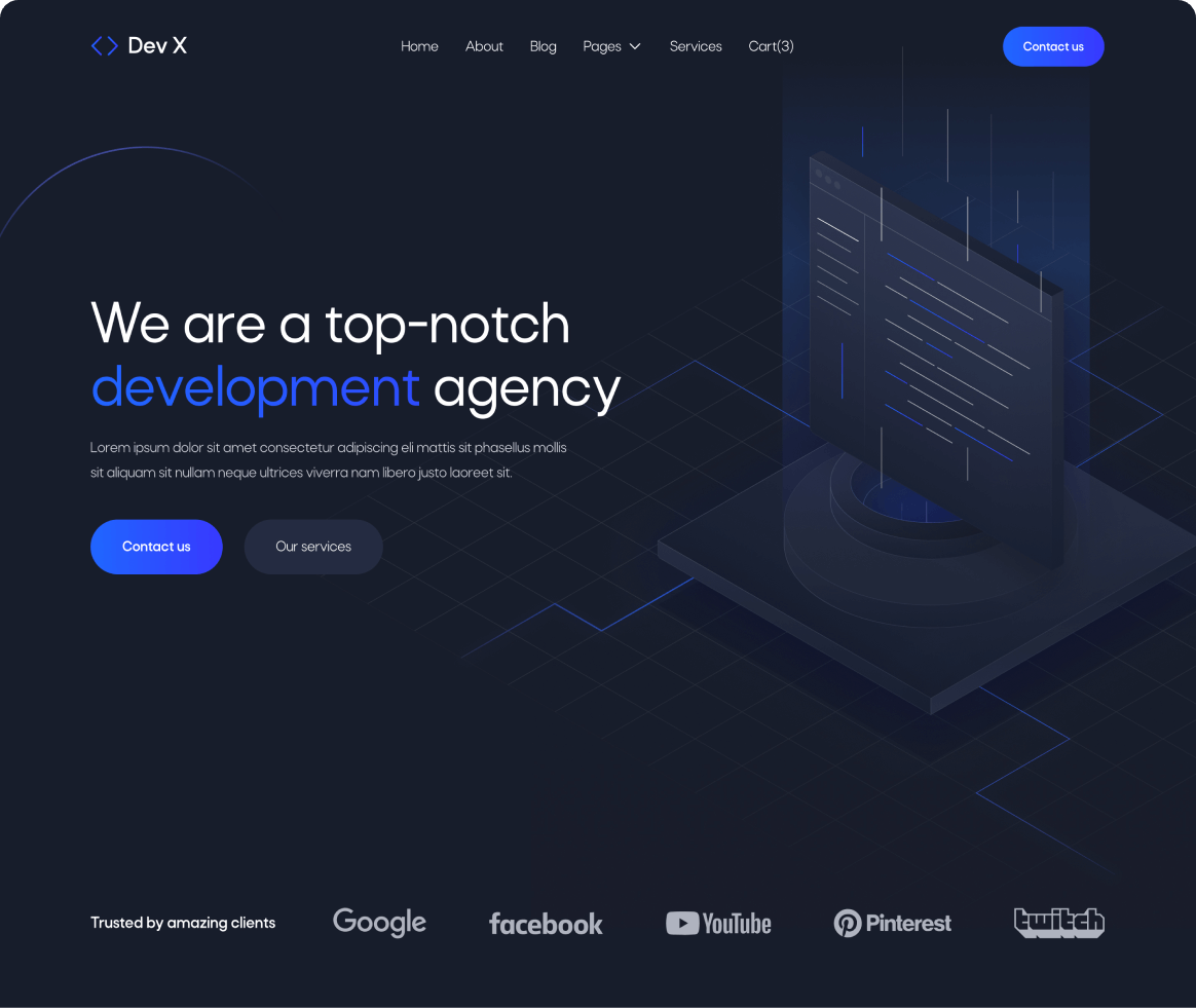 Dev X - Home page - Development & IT Agency Webflow Template