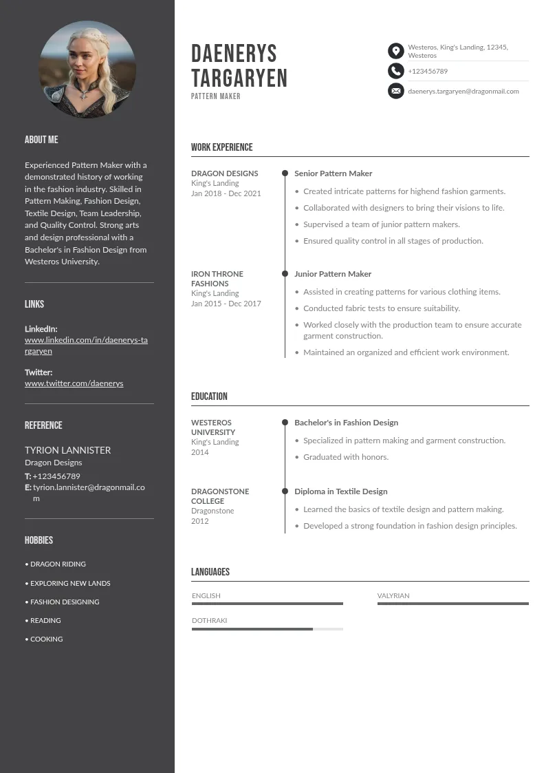 Pattern Maker Resume Examples: Best Tips & Guide for 2025