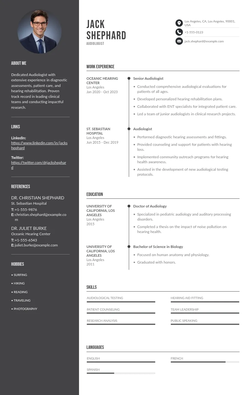 Audiologist resume