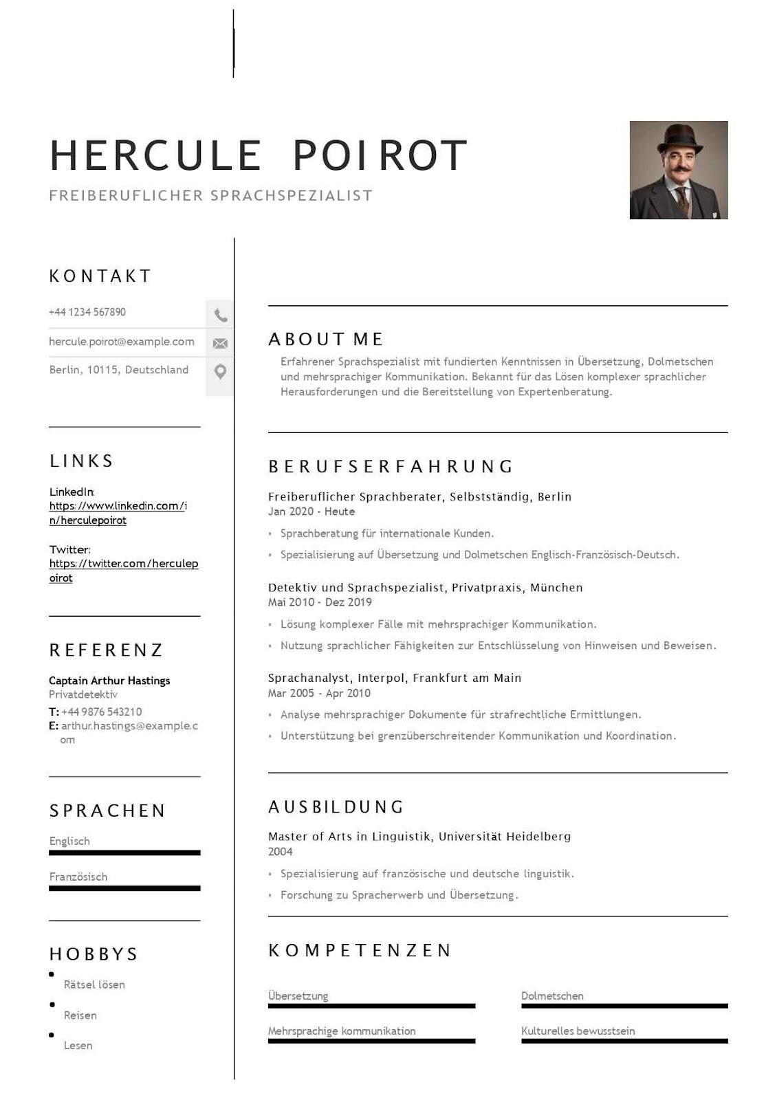 Freelance Language Specialist Resume Example