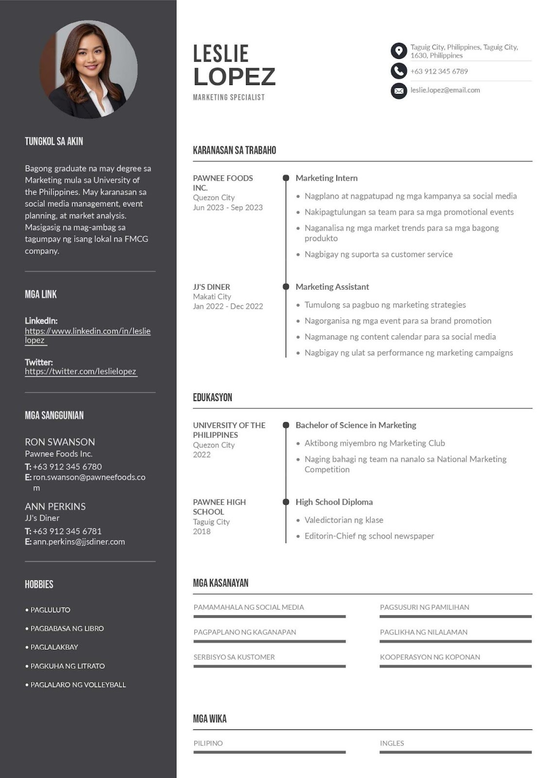 Fresh Graduate CV Example: Marketing Graduate Applying to Local FMCG Company