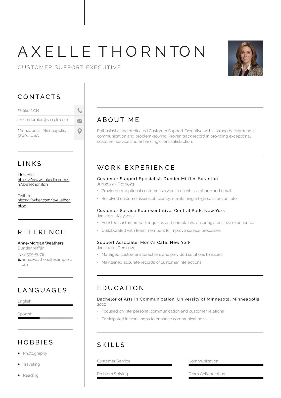 Customer Support Executive Resume