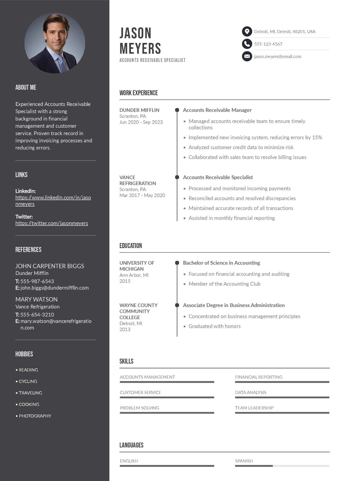 Accounts Receivable Resume Example