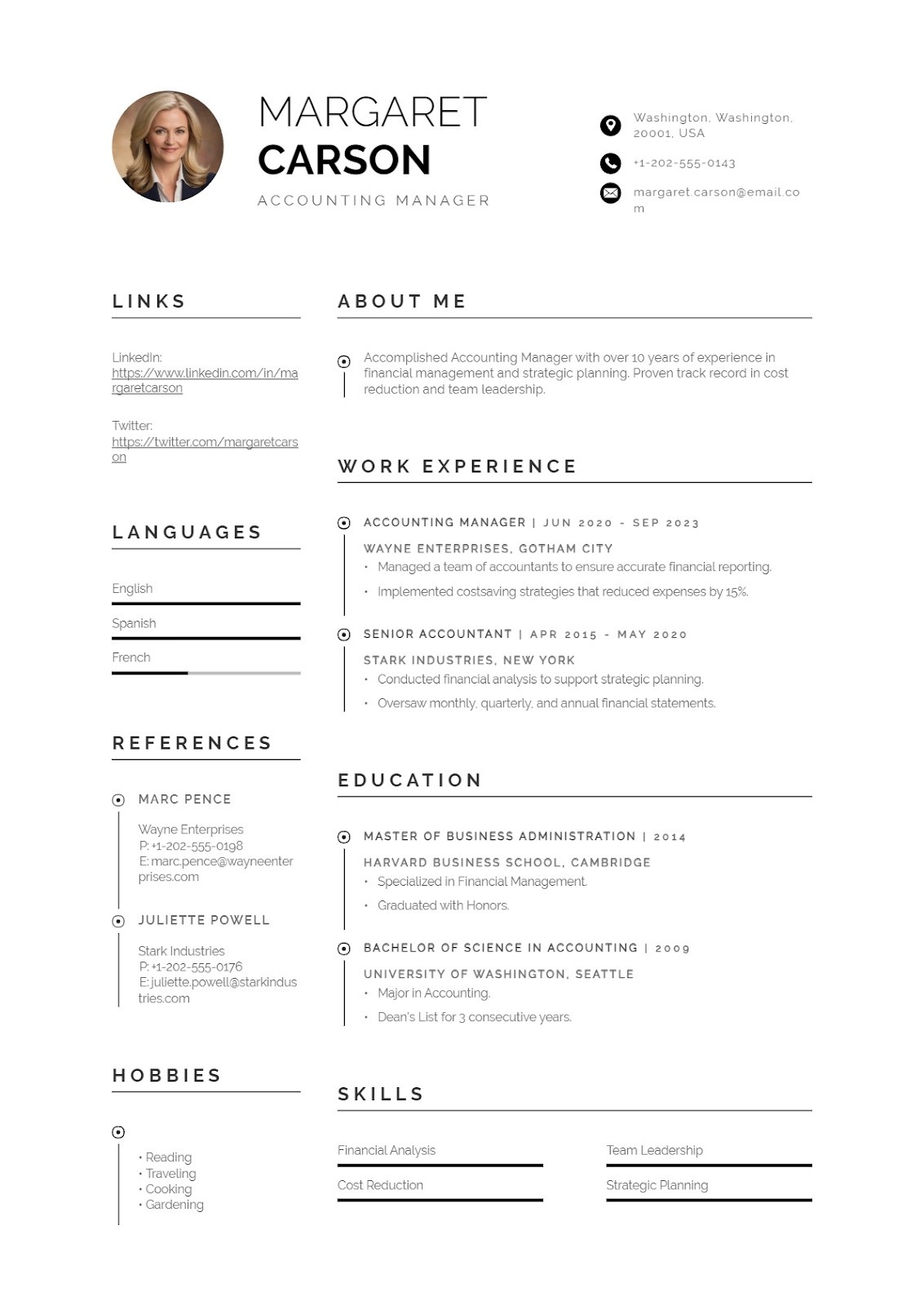 Accounting Manager Resume Example