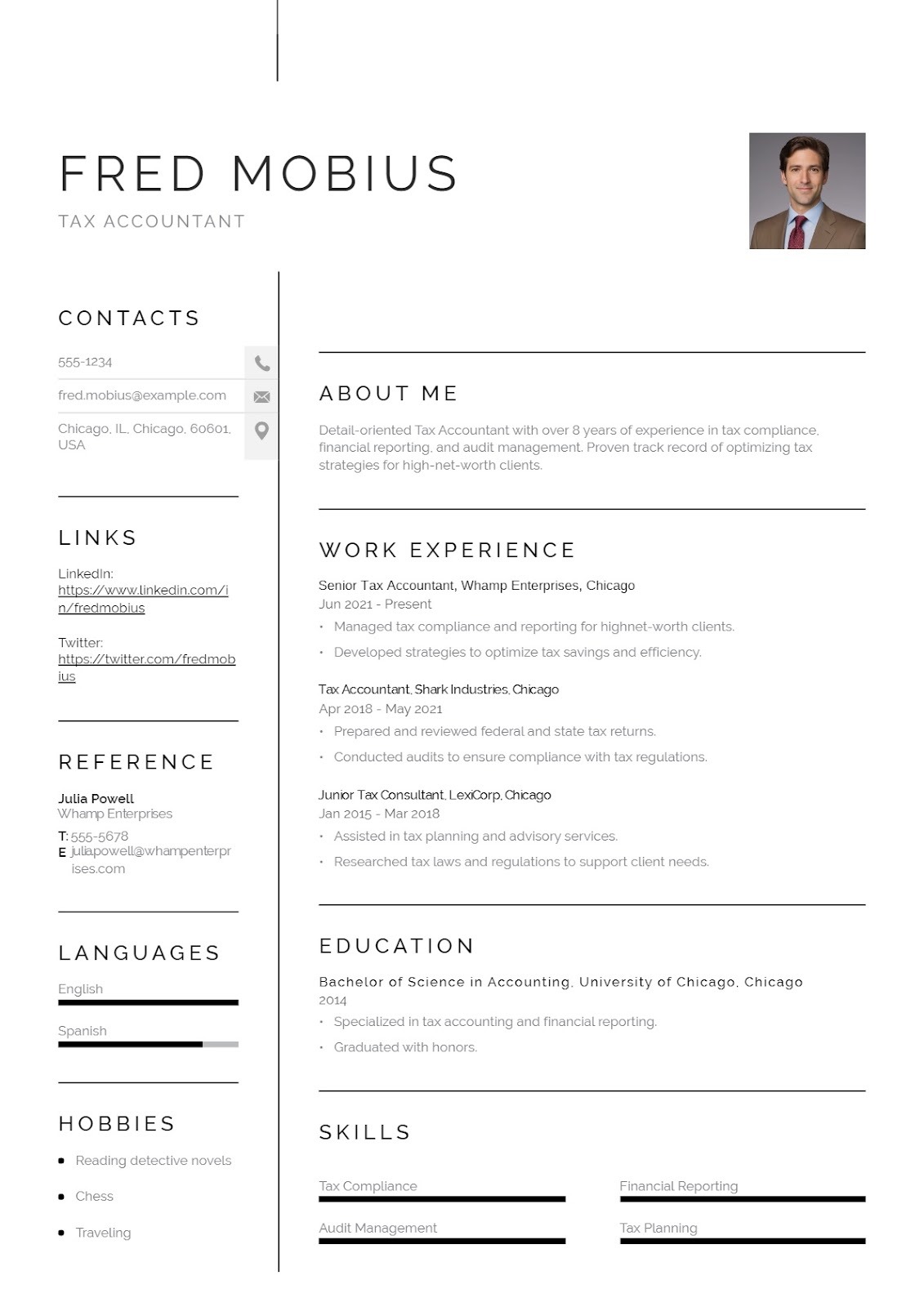 Tax Accountant Resume Example