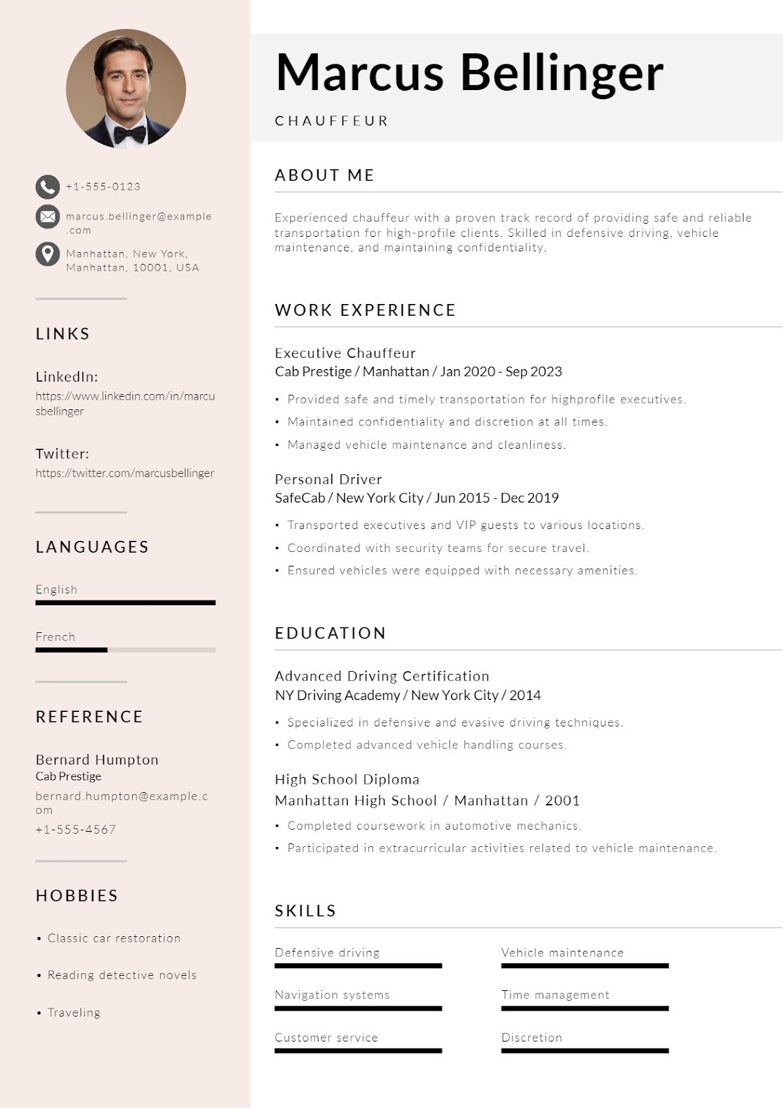 Chauffeur Resume for Executive Transport