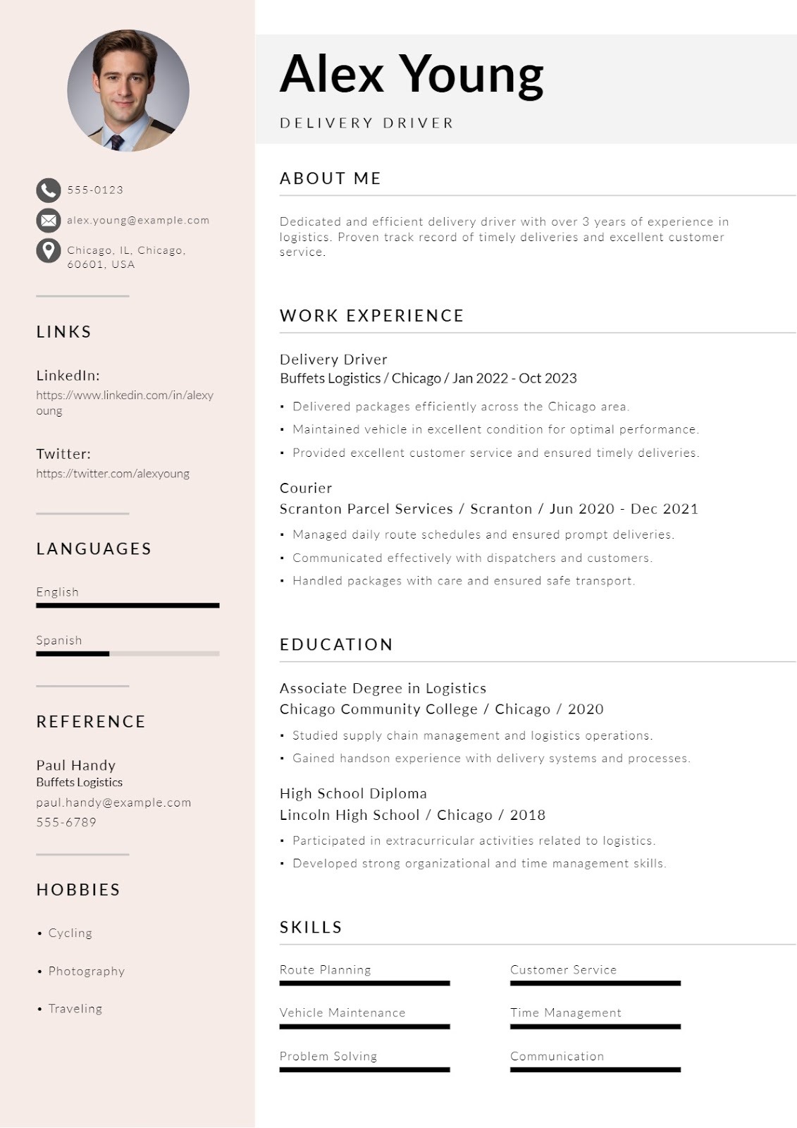 Delivery Driver Resume for Logistics Companies