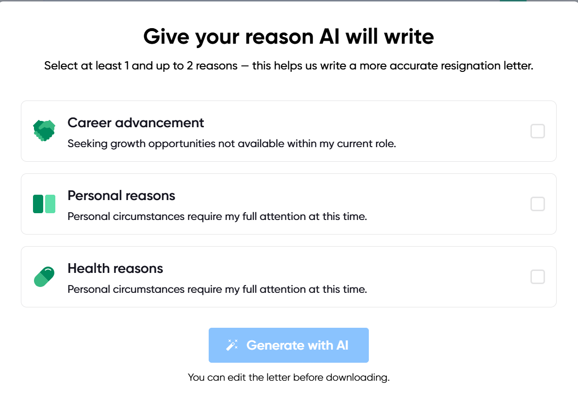 Illustration of resignation reasons