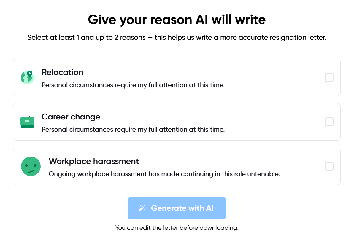 Illustration of resignation reasons