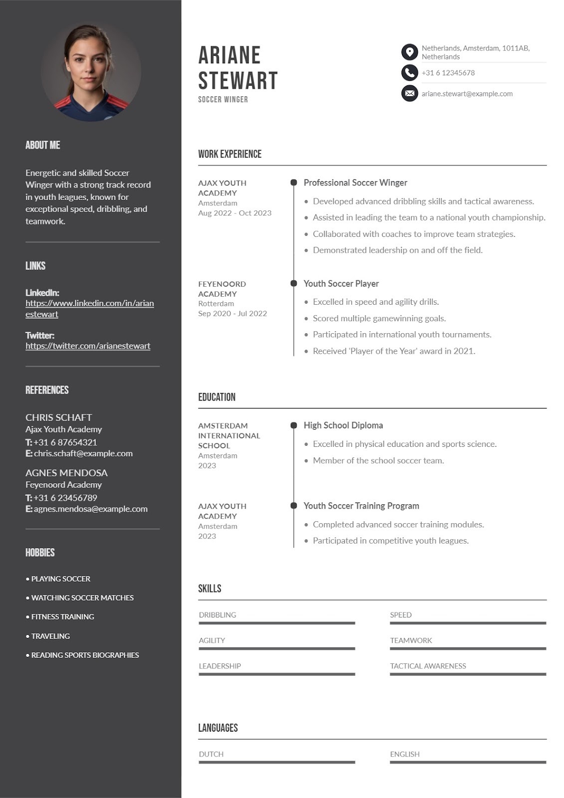 Soccer Winger Resume