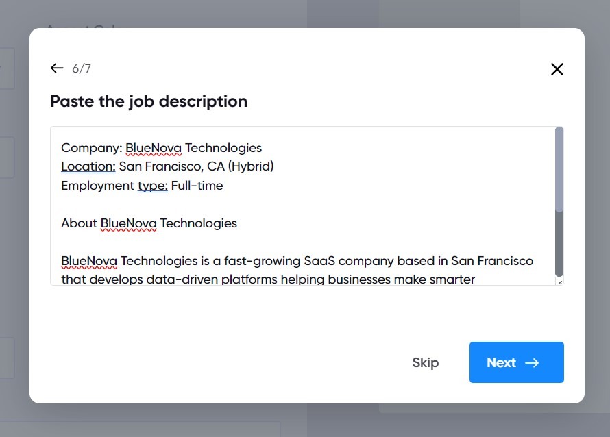 AI analyzing a job description to personalize a cover letter