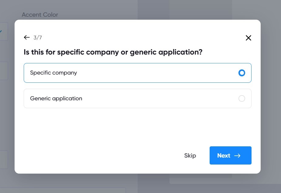 Screenshot showing options for generating different types of AI cover letters.