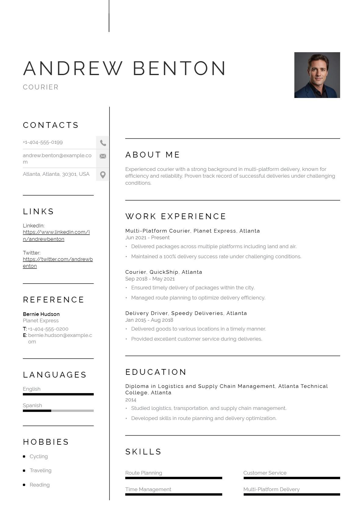 Part-Time / Multi-Platform Courier CV