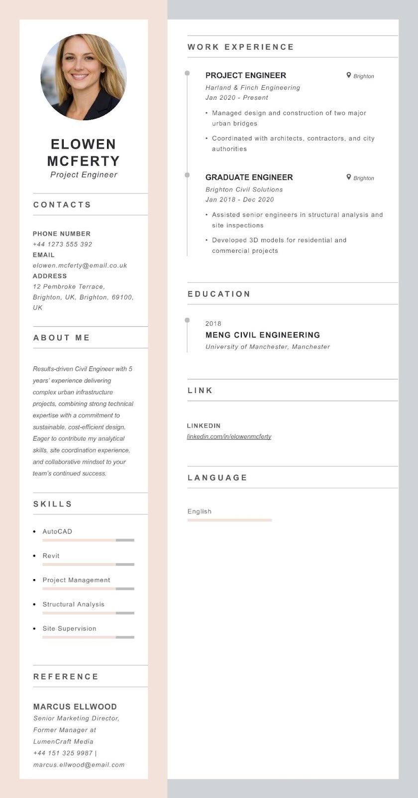 British CV example