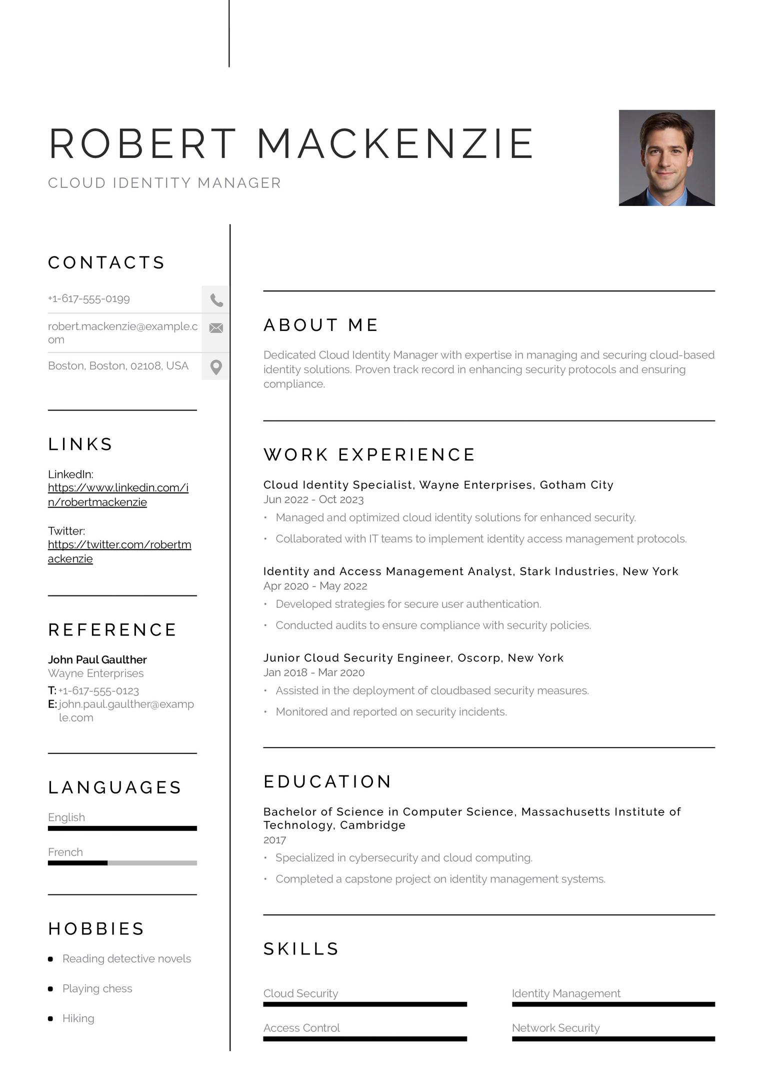 Cloud Identity Manager Resume