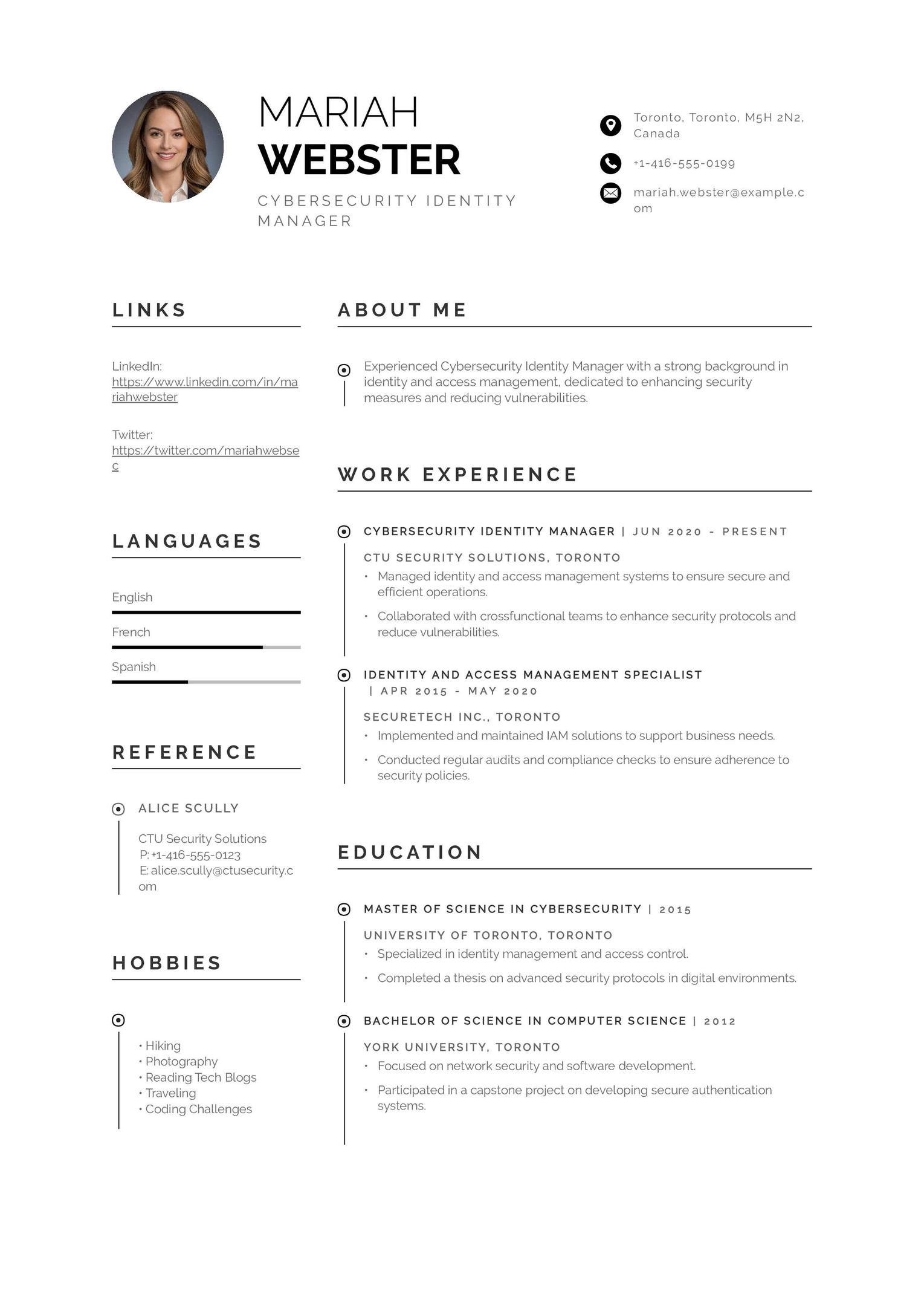 Cybersecurity Identity Manager Resume