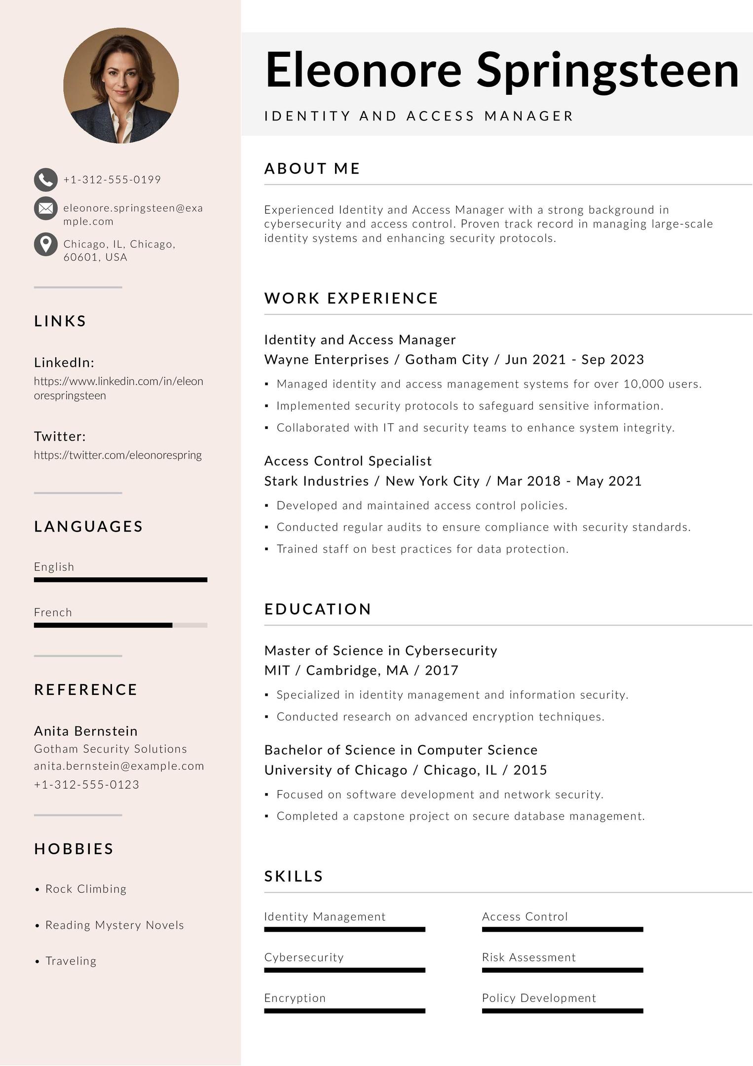 Identity and Access Manager Resume