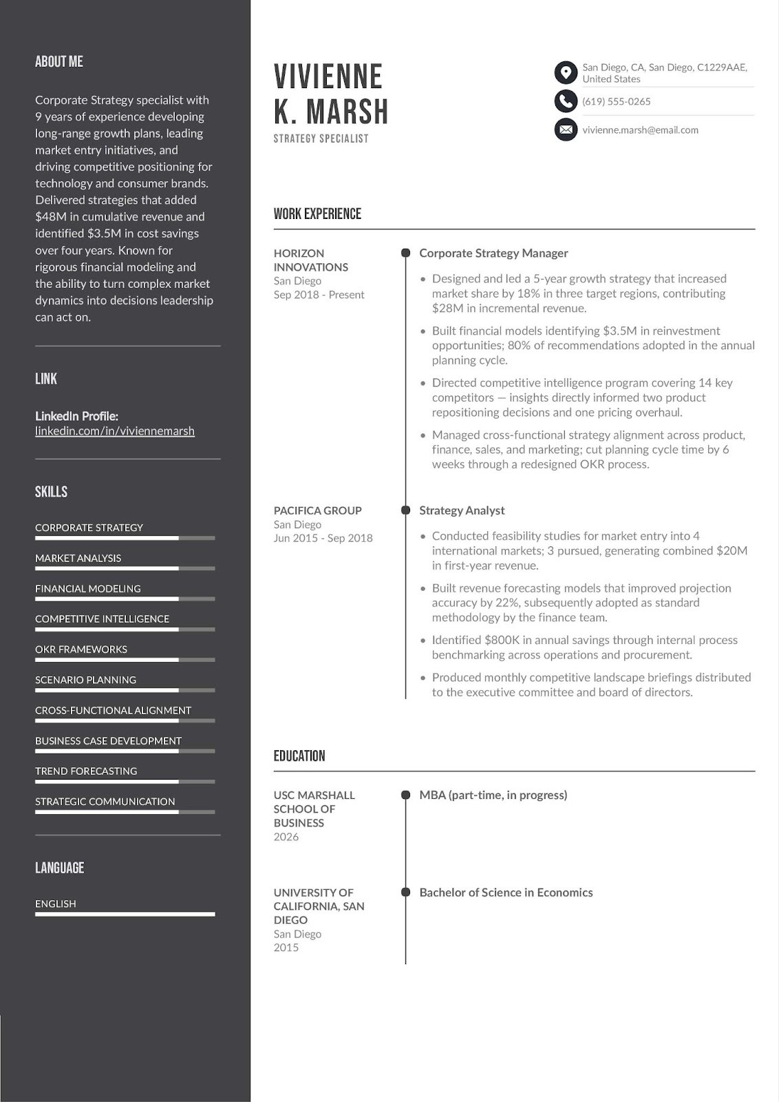 Corporate strategy manager resume