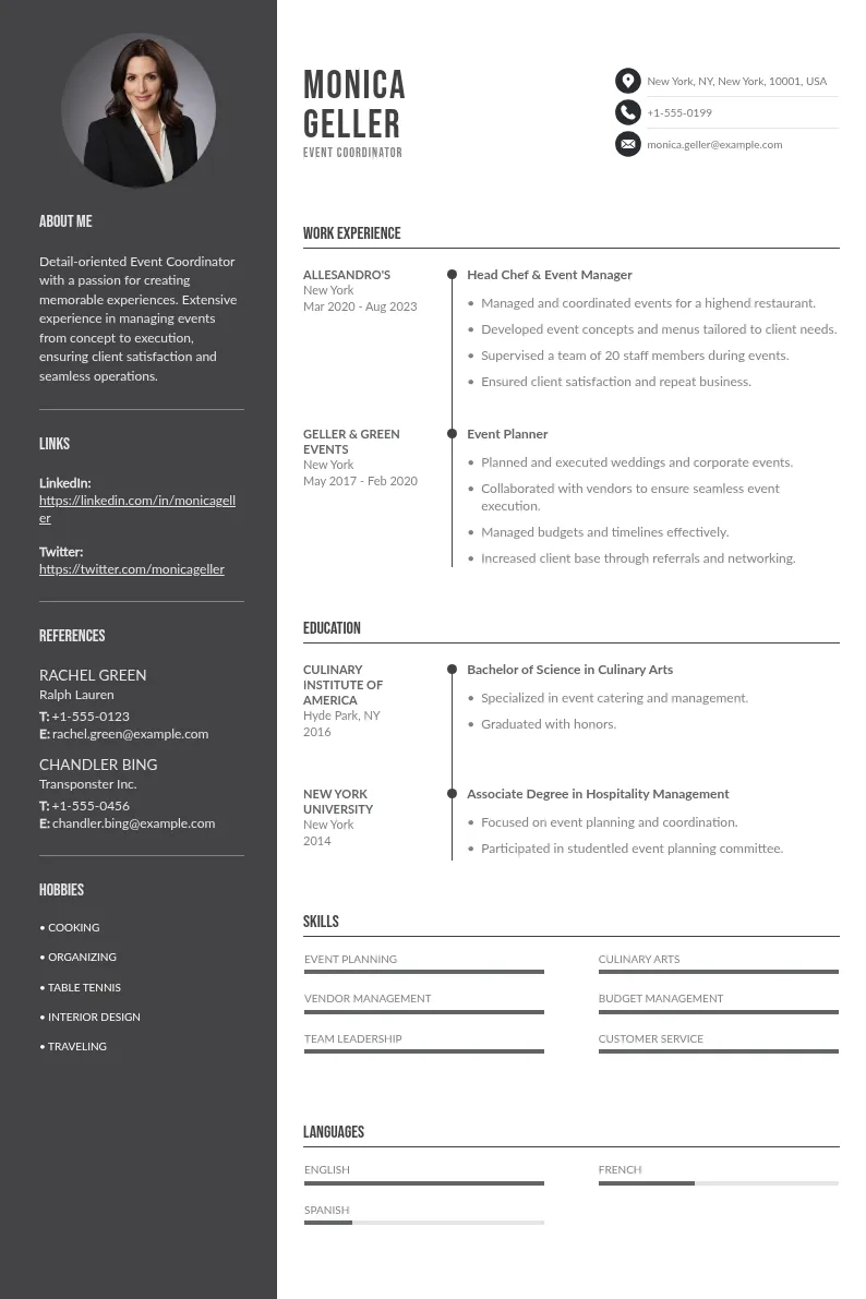 Event Industry resume downloadable