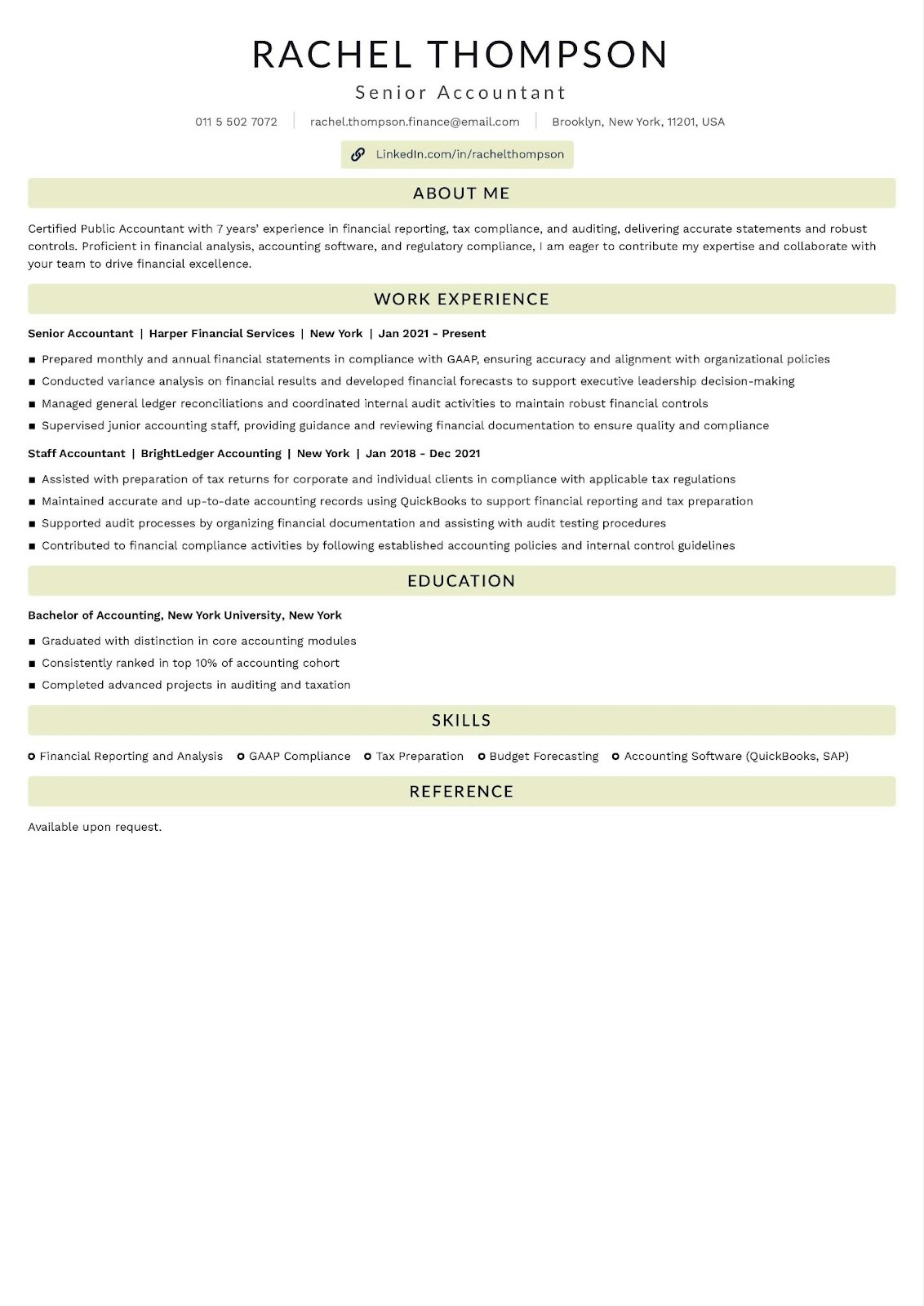 Accountant ATS-friendly resume example