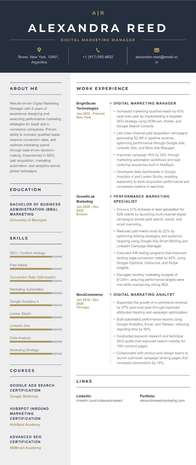 The one-page resume for a mid-career professional (3-8 years experience)